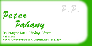 peter pahany business card