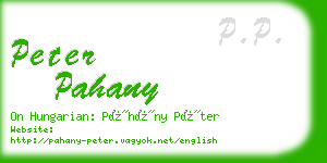 peter pahany business card